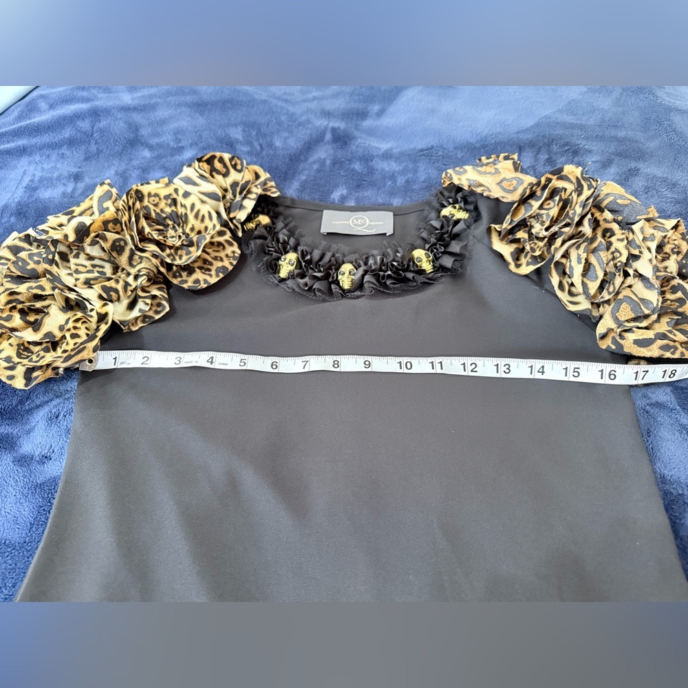 MCQ Alexander McQueen ruffled cheetah animal print sleeves top small - Picture 5 of 6